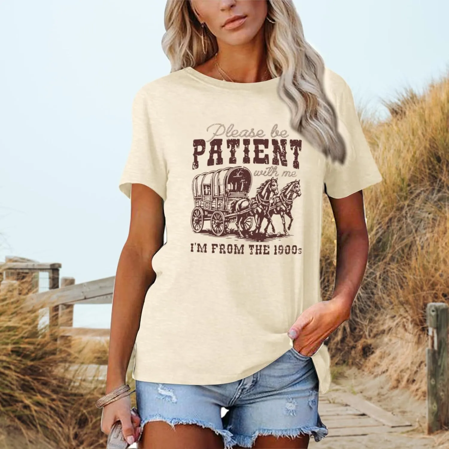 Please Be Patient with Me I'm from The 1900s Shirt Women Funny Tshirts Vintage Graphic Tees 90s Country Shirts Tops