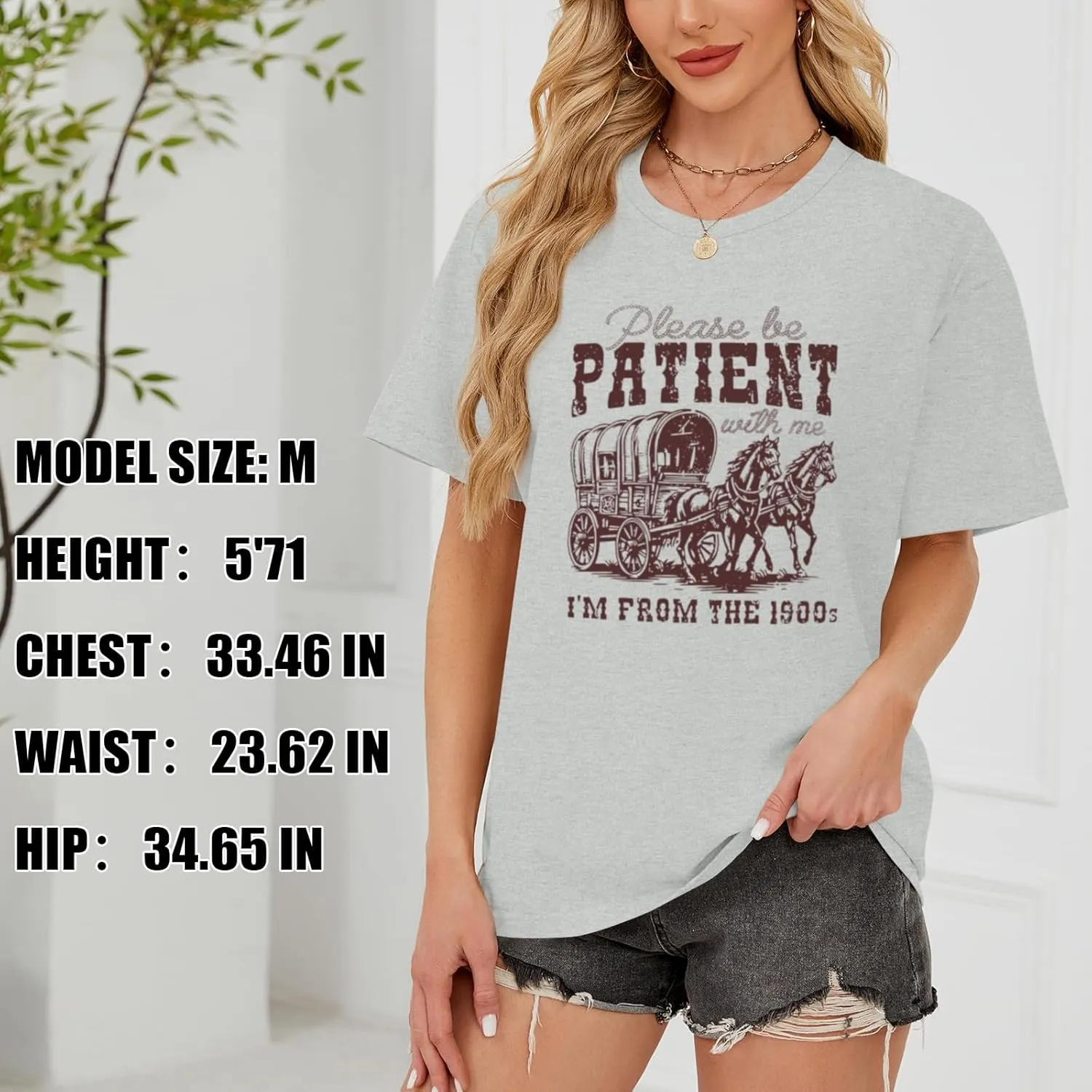 Please Be Patient with Me I'm from The 1900s Shirt Women Funny Tshirts Vintage Graphic Tees 90s Country Shirts Tops
