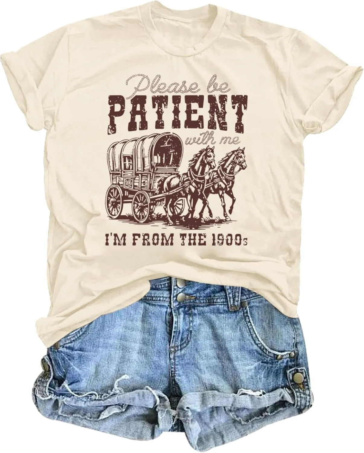 Please Be Patient with Me I'm from The 1900s Shirt Women Funny Tshirts Vintage Graphic Tees 90s Country Shirts Tops