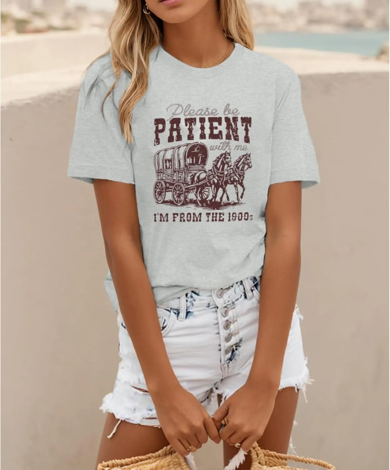 Please Be Patient with Me I'm from The 1900s Shirt Women Funny Tshirts Vintage Graphic Tees 90s Country Shirts Tops