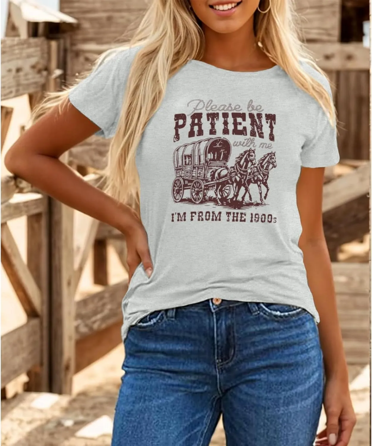 Please Be Patient with Me I'm from The 1900s Shirt Women Funny Tshirts Vintage Graphic Tees 90s Country Shirts Tops