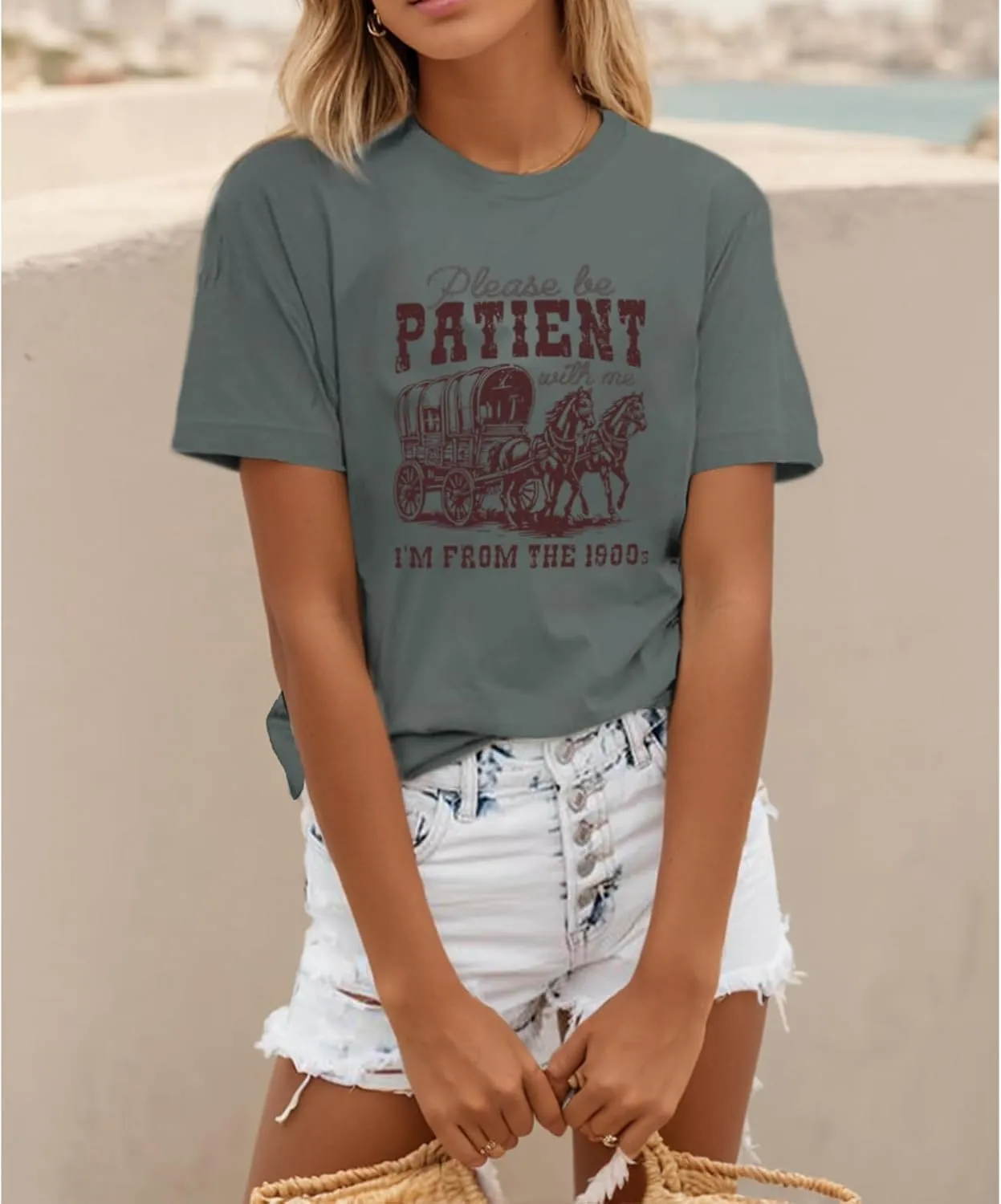 Please Be Patient with Me I'm from The 1900s Shirt Women Funny Tshirts Vintage Graphic Tees 90s Country Shirts Tops