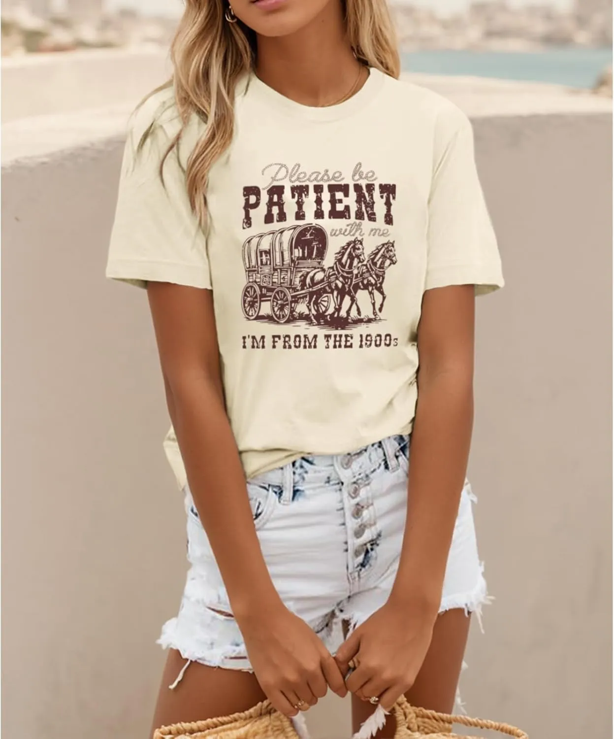 Please Be Patient with Me I'm from The 1900s Shirt Women Funny Tshirts Vintage Graphic Tees 90s Country Shirts Tops