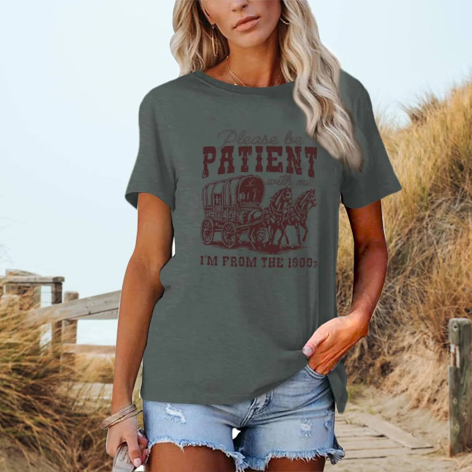 Please Be Patient with Me I'm from The 1900s Shirt Women Funny Tshirts Vintage Graphic Tees 90s Country Shirts Tops