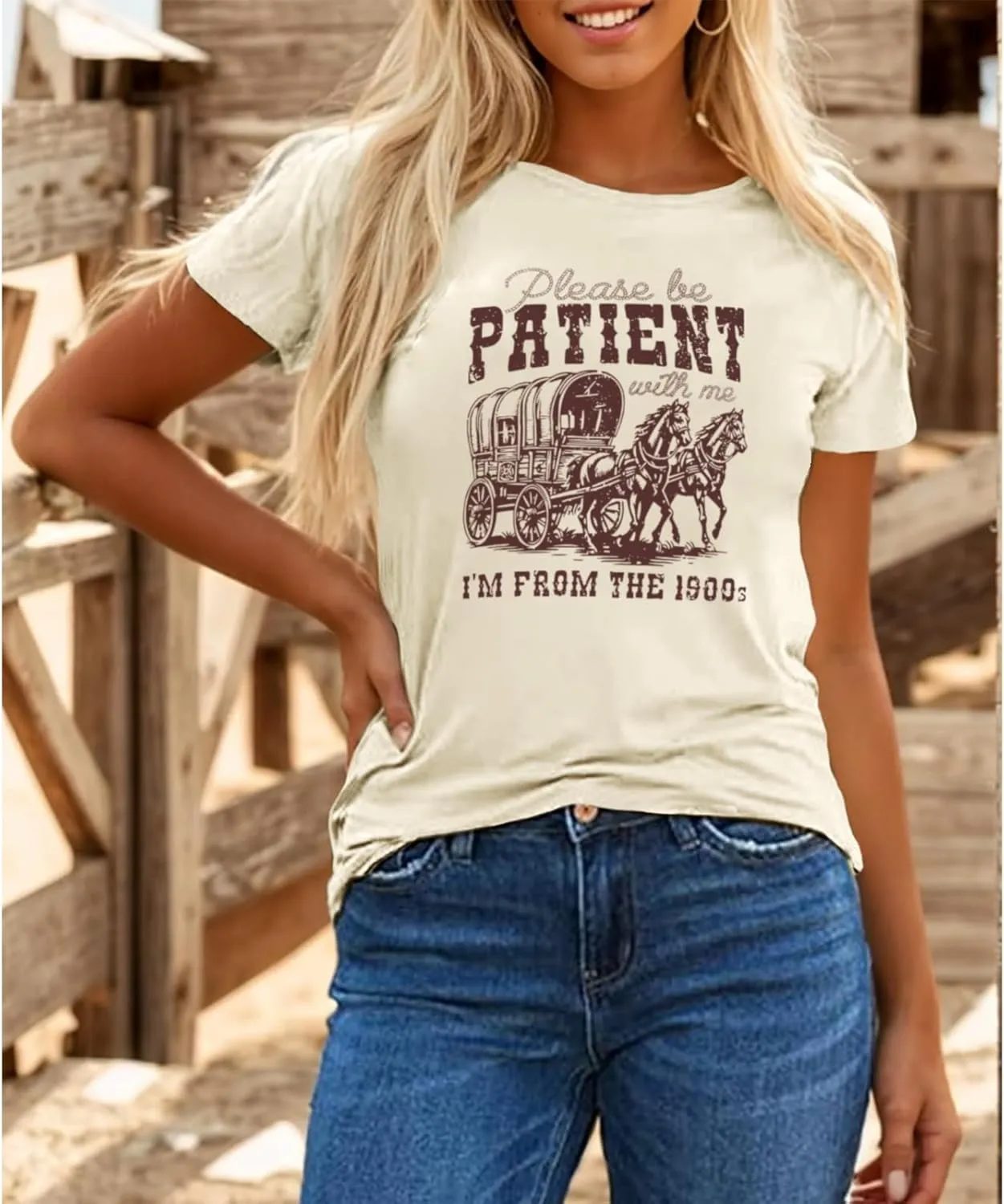 Please Be Patient with Me I'm from The 1900s Shirt Women Funny Tshirts Vintage Graphic Tees 90s Country Shirts Tops