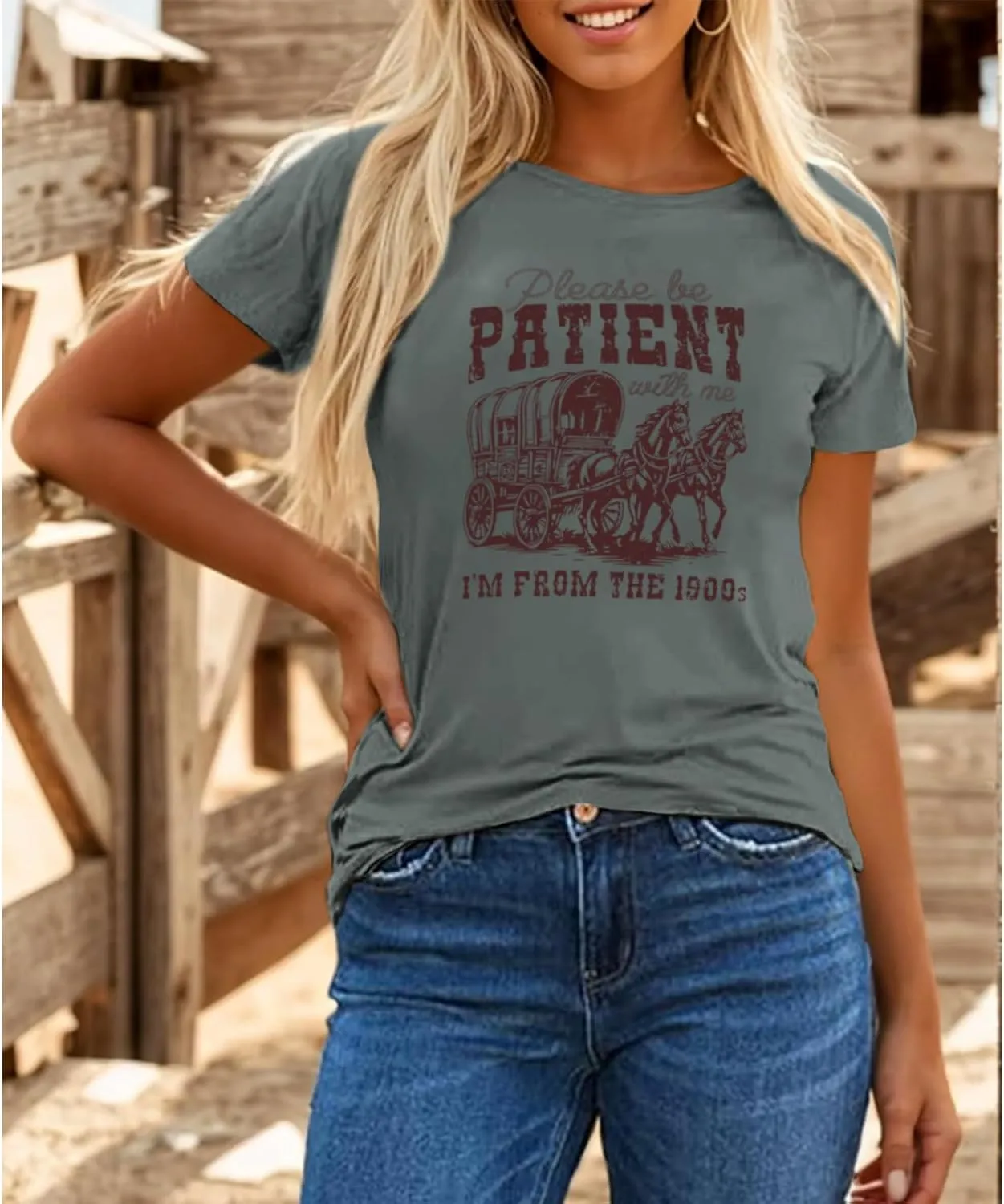 Please Be Patient with Me I'm from The 1900s Shirt Women Funny Tshirts Vintage Graphic Tees 90s Country Shirts Tops