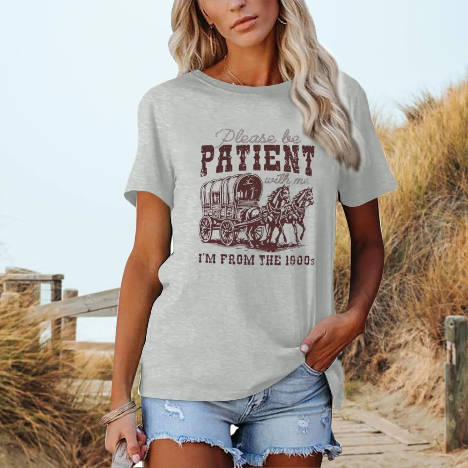 Please Be Patient with Me I'm from The 1900s Shirt Women Funny Tshirts Vintage Graphic Tees 90s Country Shirts Tops