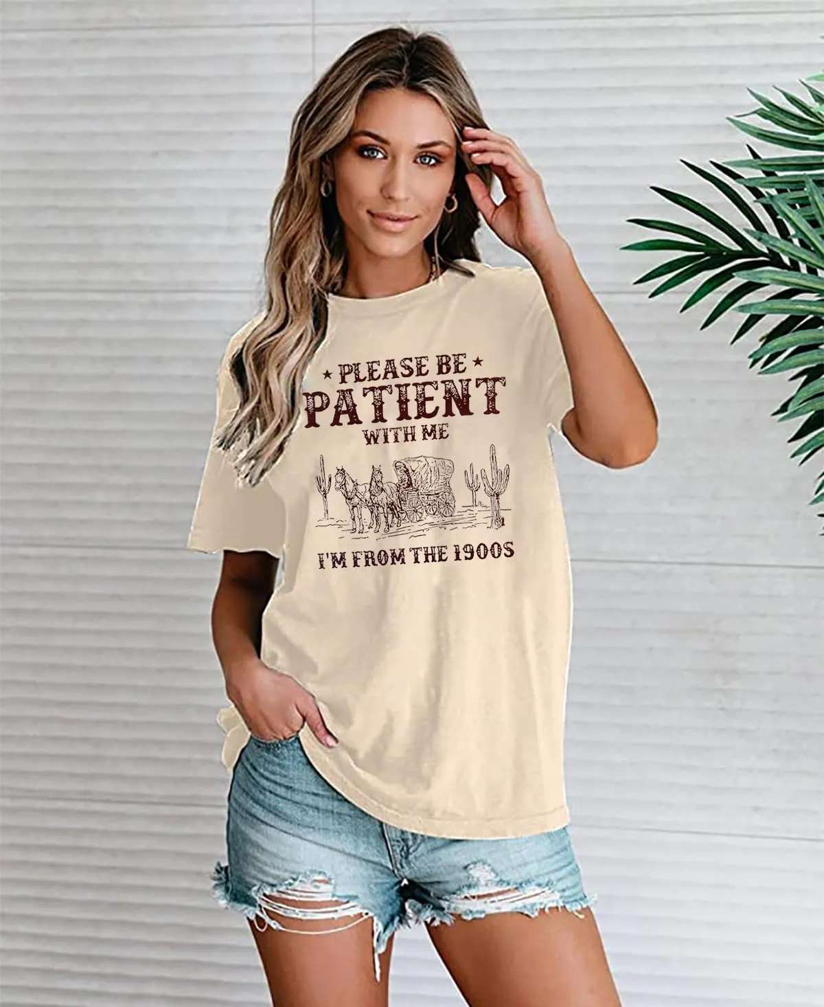 Please Be Patient with Me I'm from The 1900s T Shirt Women Funny 90s Graphic Shirt Vintage Casual Short Sleeve Tee Top