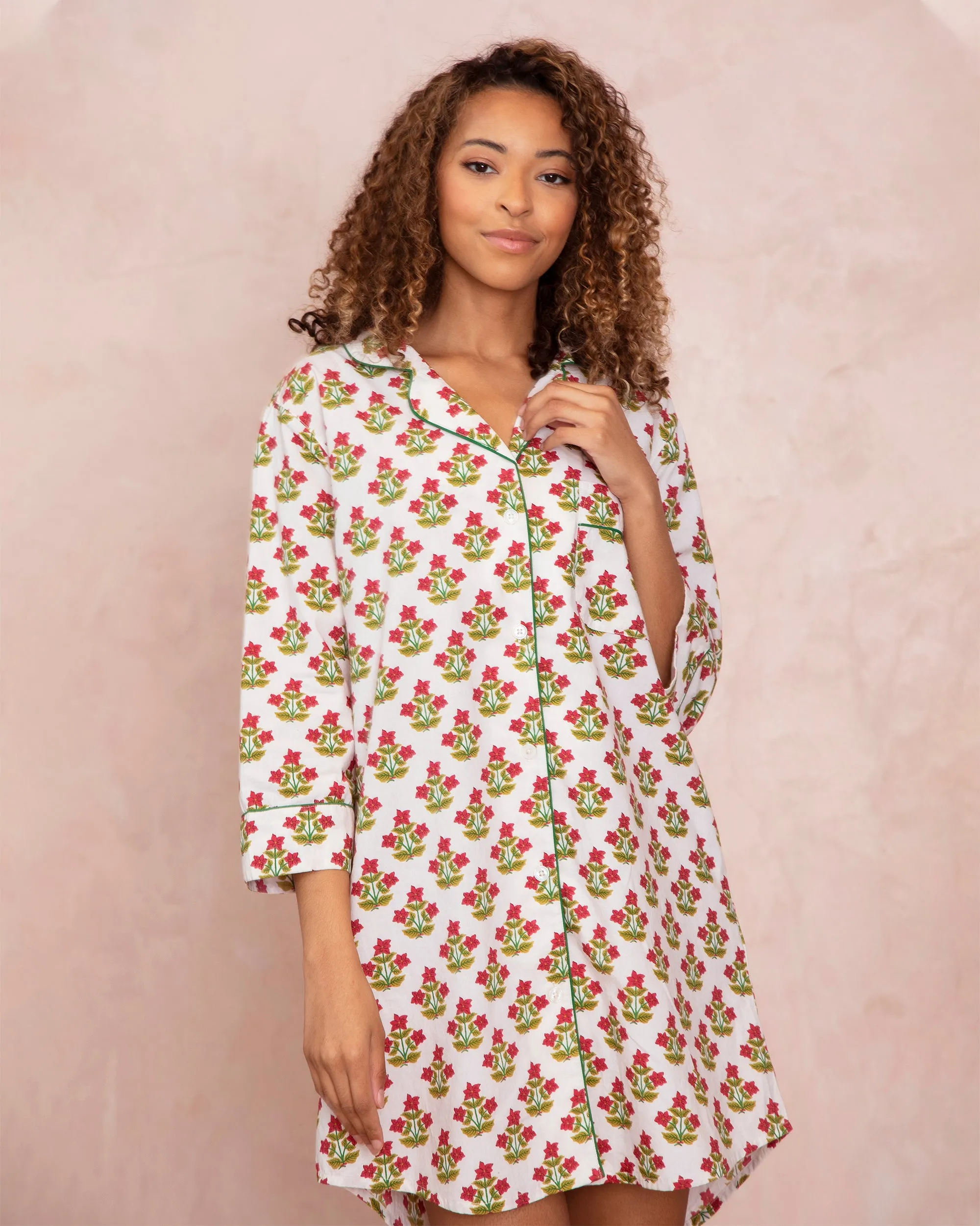 Pretty in Poinsettia - Sleep Shirt - Cream