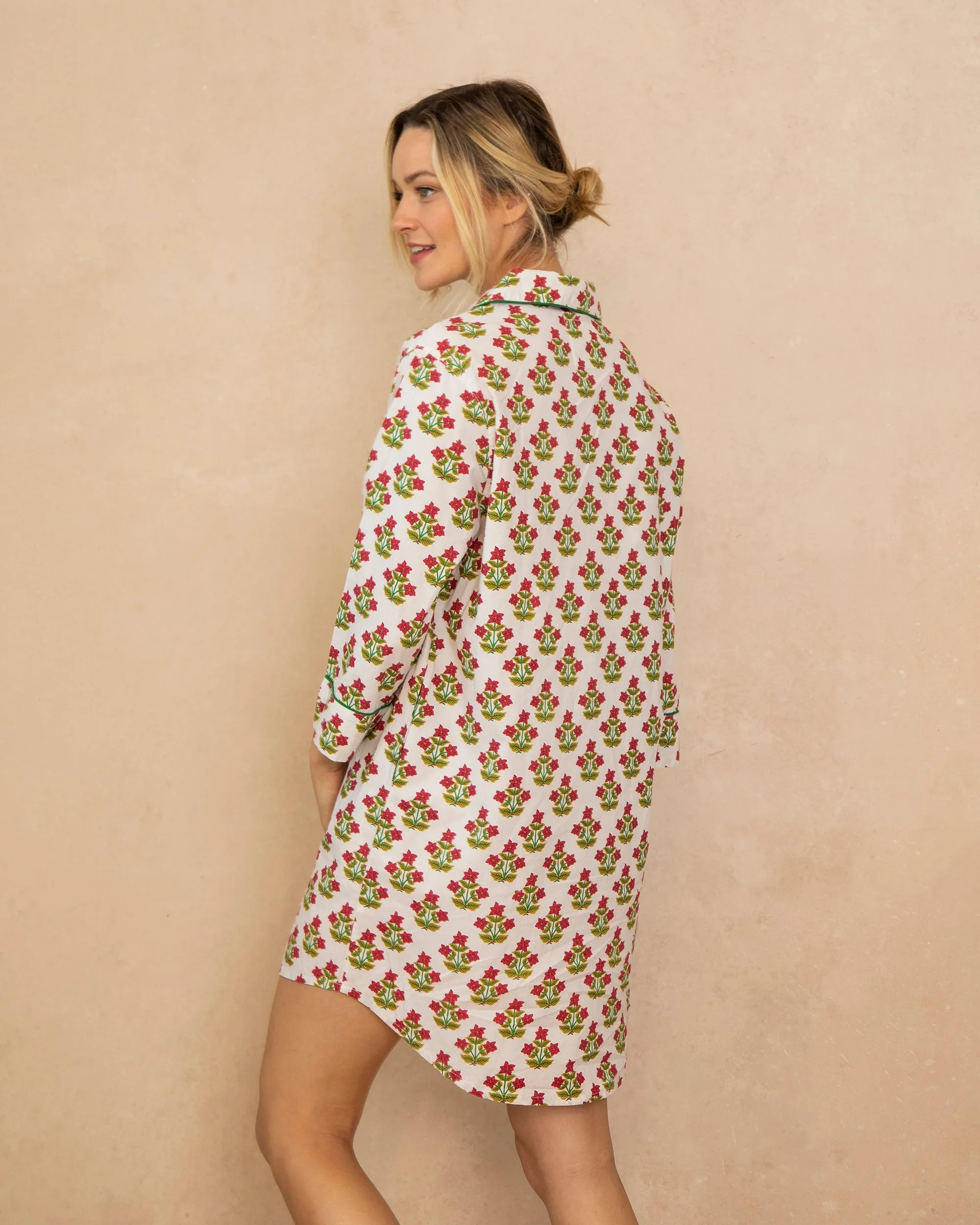 Pretty in Poinsettia - Sleep Shirt - Cream