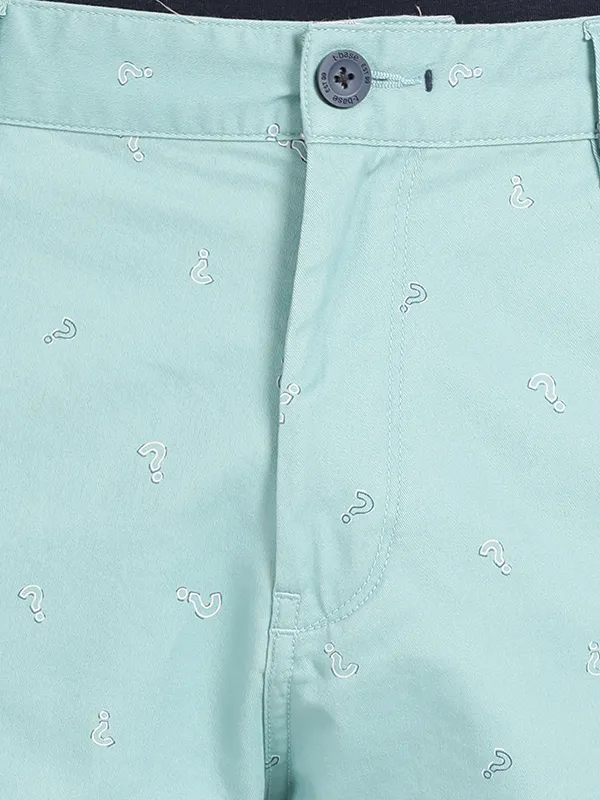 Question Mark Print Ocean Wave Chino Shorts