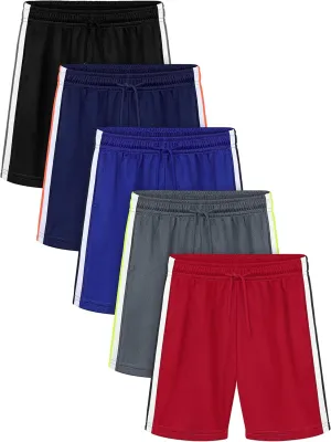 Resinta 5 Pack Toddler Boys Shorts Boys Quick Dry Athletic Pull-On Shorts with Elastic Waist for Summer Playwear