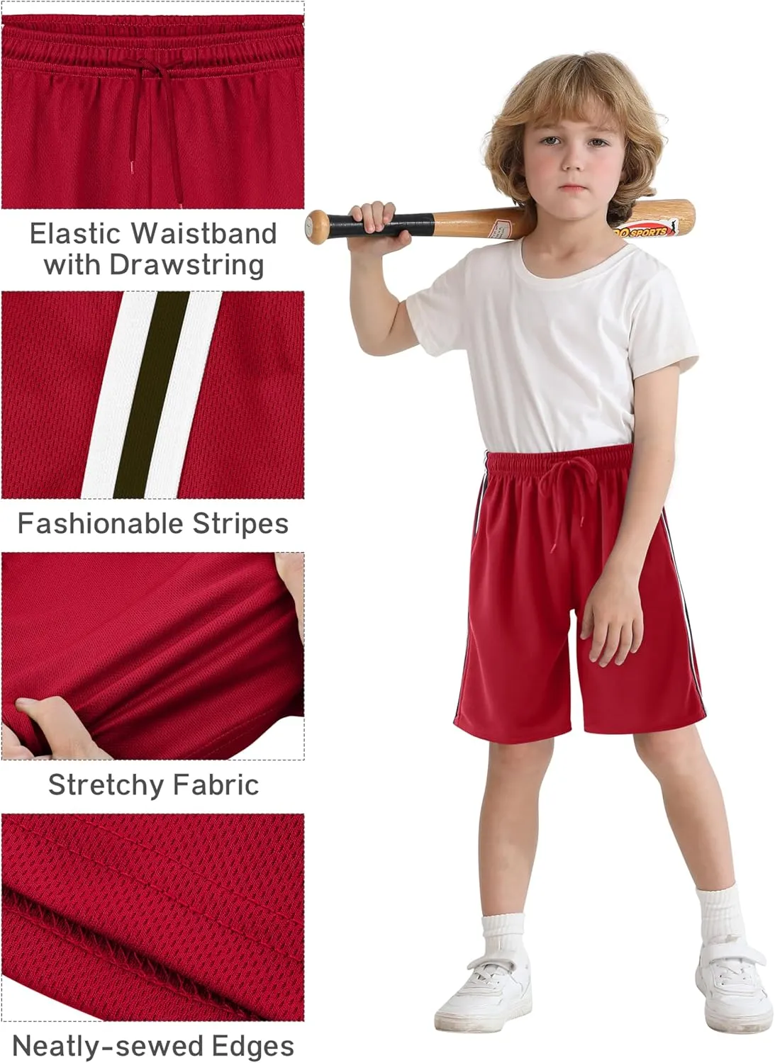 Resinta 5 Pack Toddler Boys Shorts Boys Quick Dry Athletic Pull-On Shorts with Elastic Waist for Summer Playwear