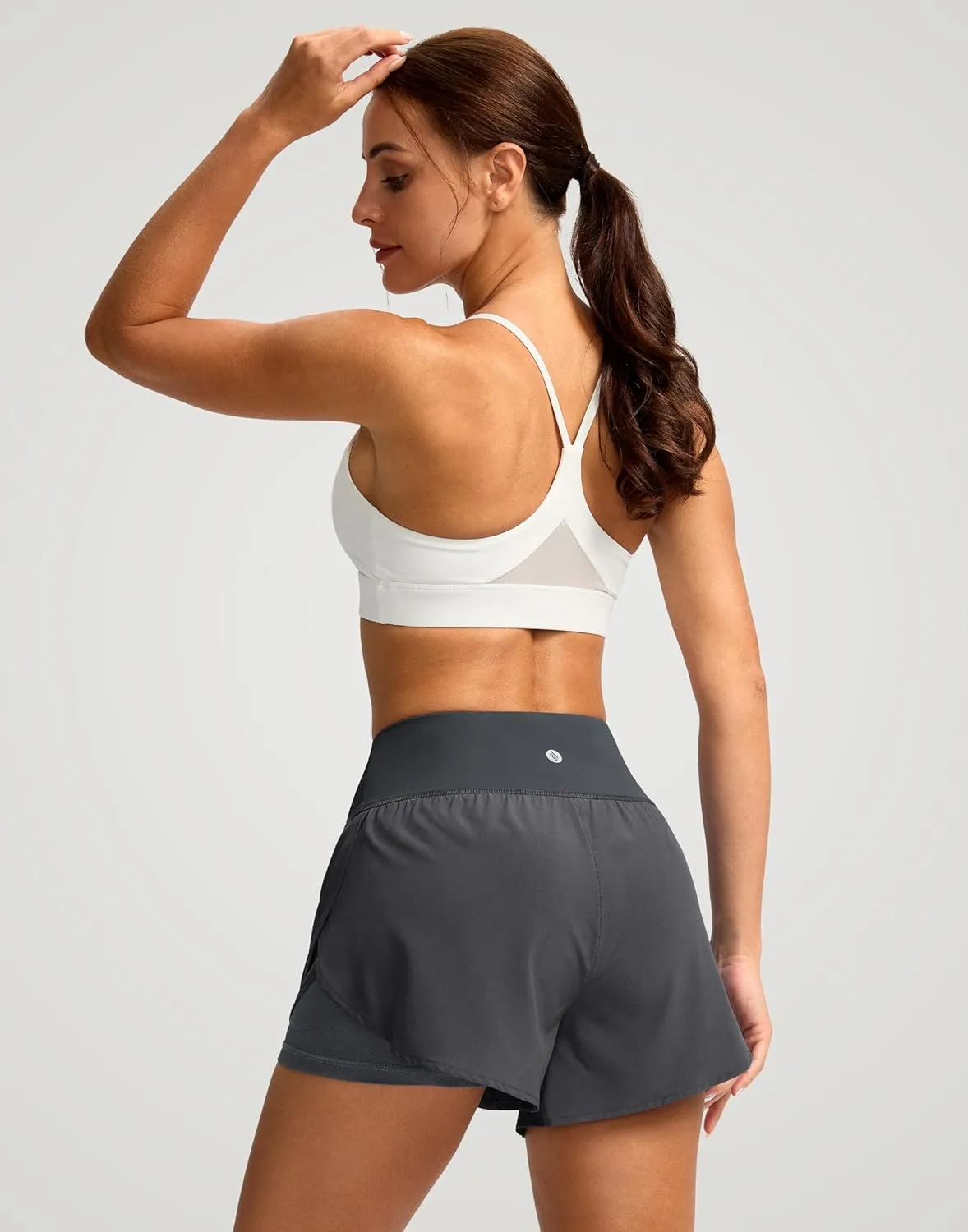 SANTINY Women's 2 in 1 Running Shorts with Pockets 3" High Waisted Exercise Workout Athletic Shorts for Women with Liner