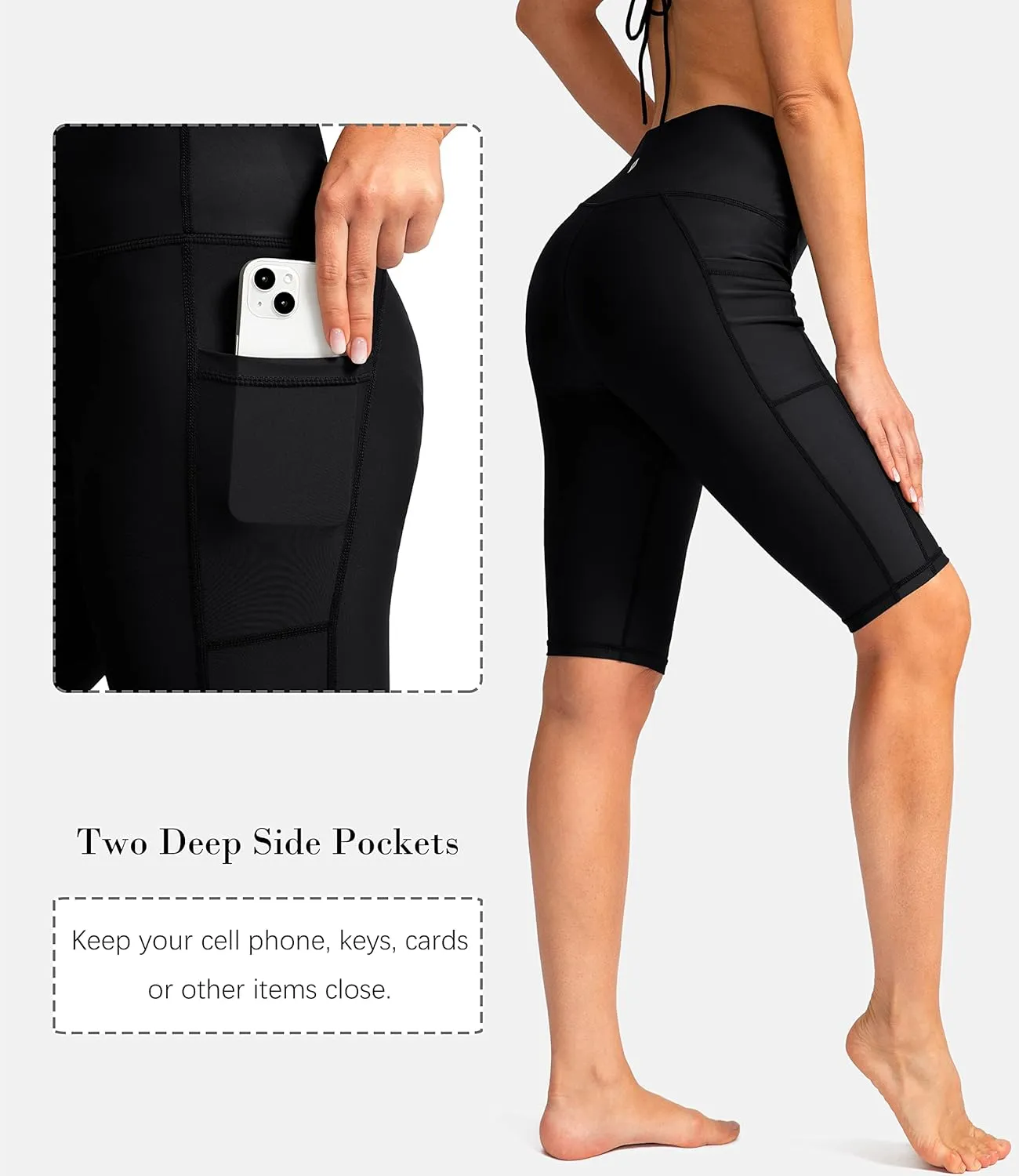 SANTINY Women's 8''/12'' High Waisted Swim Shorts with Pockets UPF50  Long Board Swimming Shorts for Women with Liner