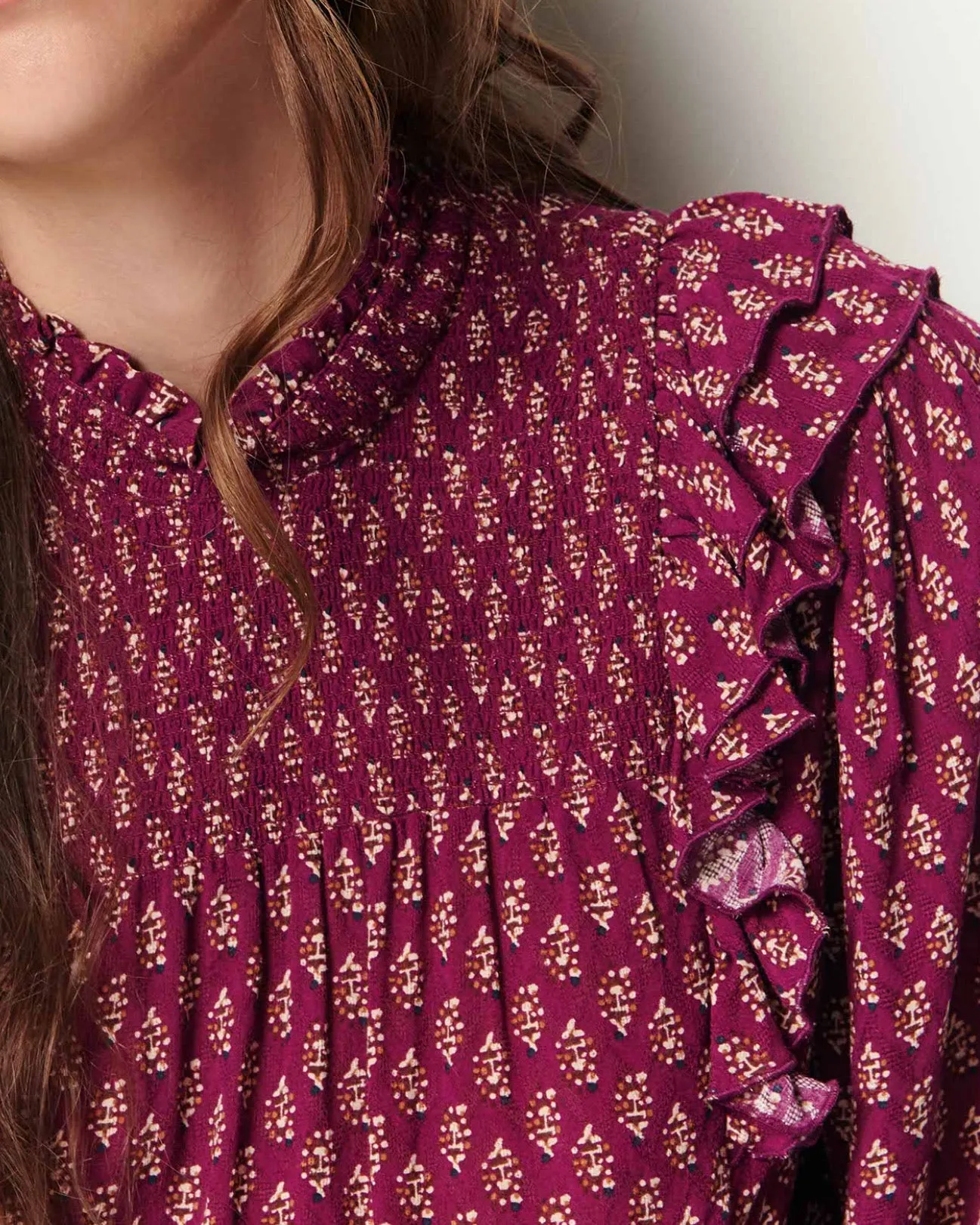 Sessun Dianova Plum Ruffle Sleeve Blouse