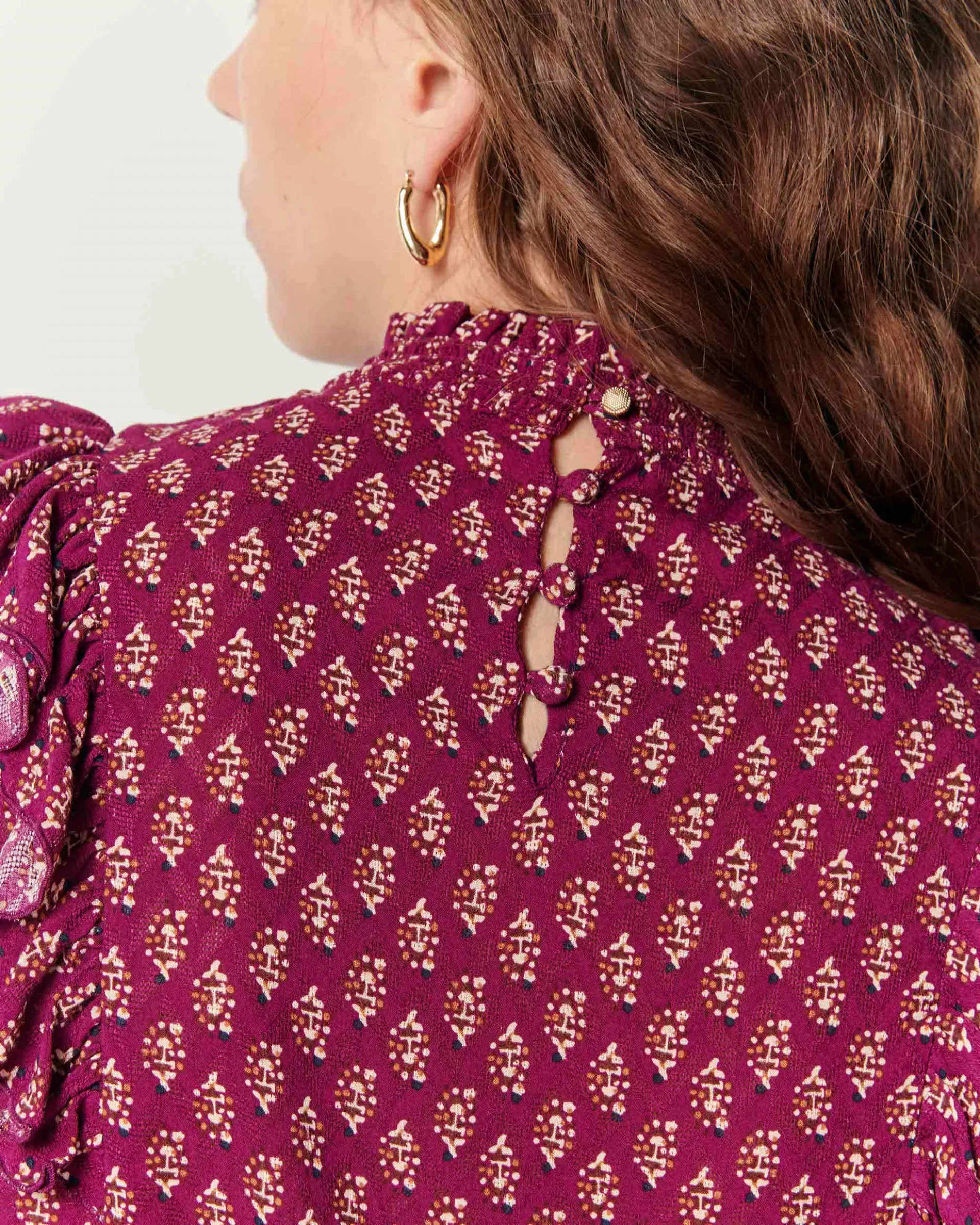 Sessun Dianova Plum Ruffle Sleeve Blouse