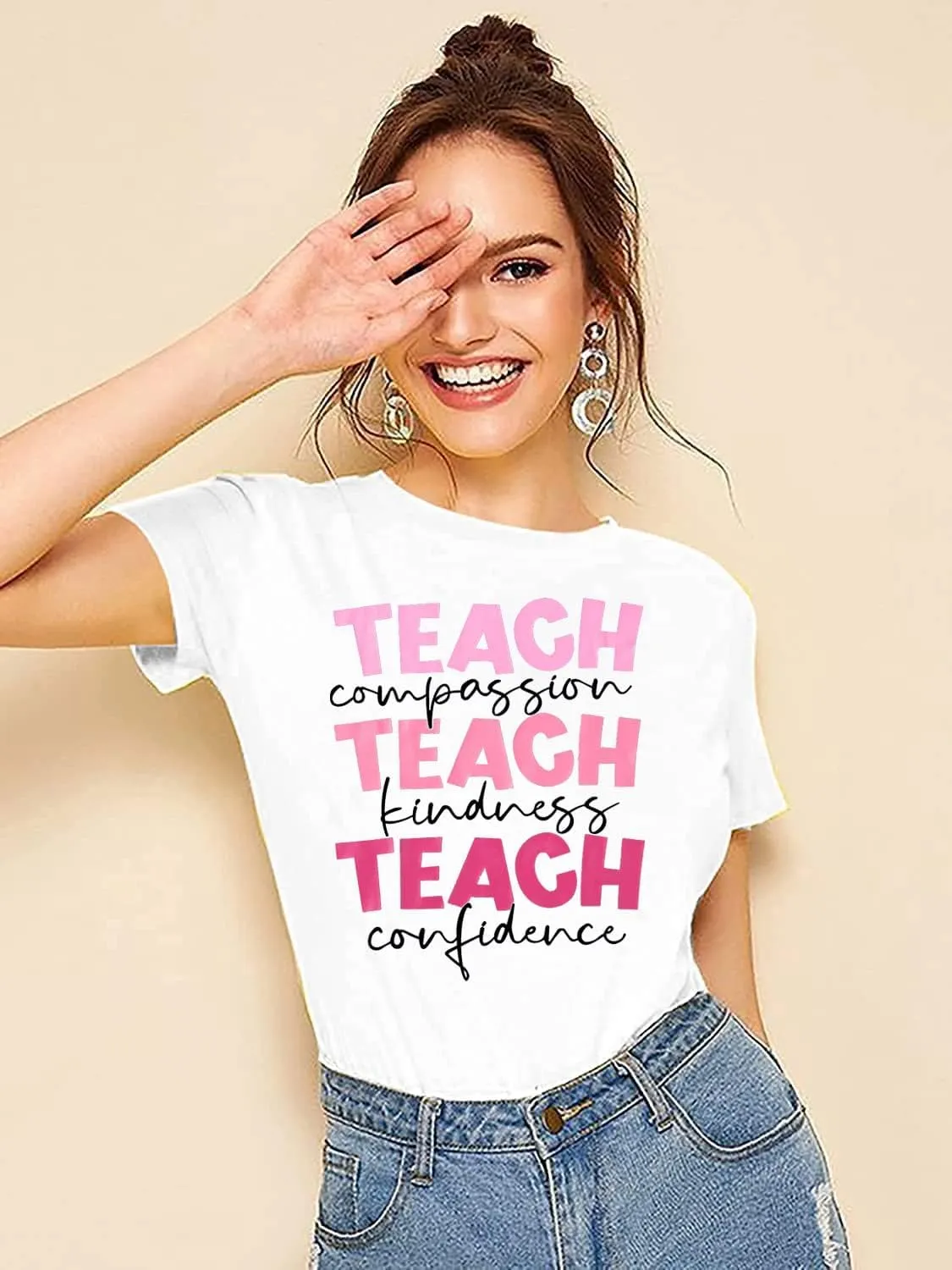 SFHFY Teacher Shirt Women: Teach Tshirt Cute Teacher Life T-Shirt Last Day of School Tee Kindness Vacation Tops
