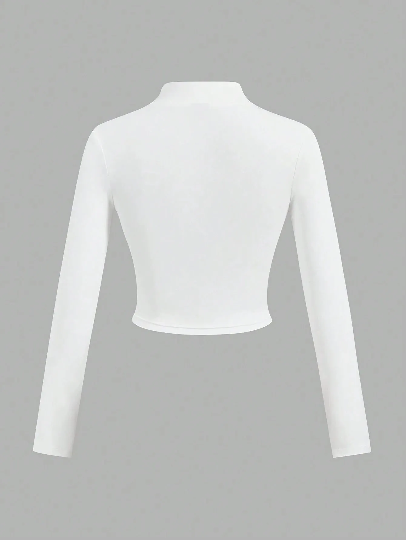 SHEIN Slayr 2pcs Women's Simple Casual Autumn-Winter V-Neck Long Sleeve T-Shirts With Half Zip, White And Black