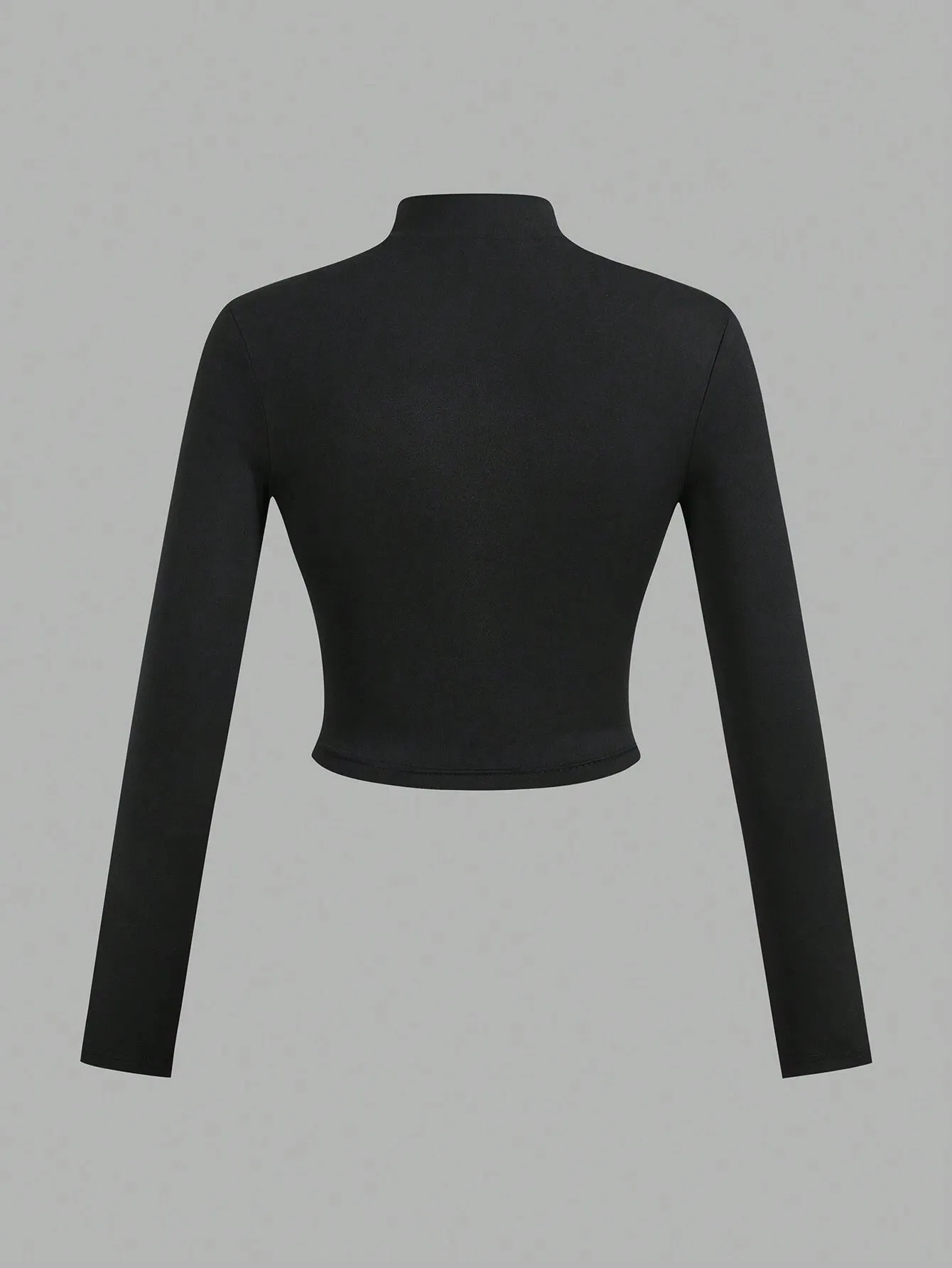SHEIN Slayr 2pcs Women's Simple Casual Autumn-Winter V-Neck Long Sleeve T-Shirts With Half Zip, White And Black
