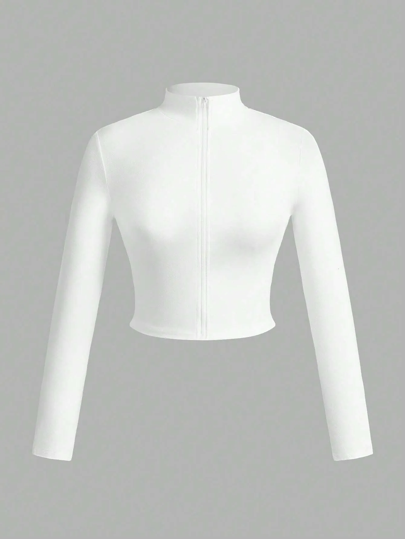 SHEIN Slayr 2pcs Women's Simple Casual Autumn-Winter V-Neck Long Sleeve T-Shirts With Half Zip, White And Black