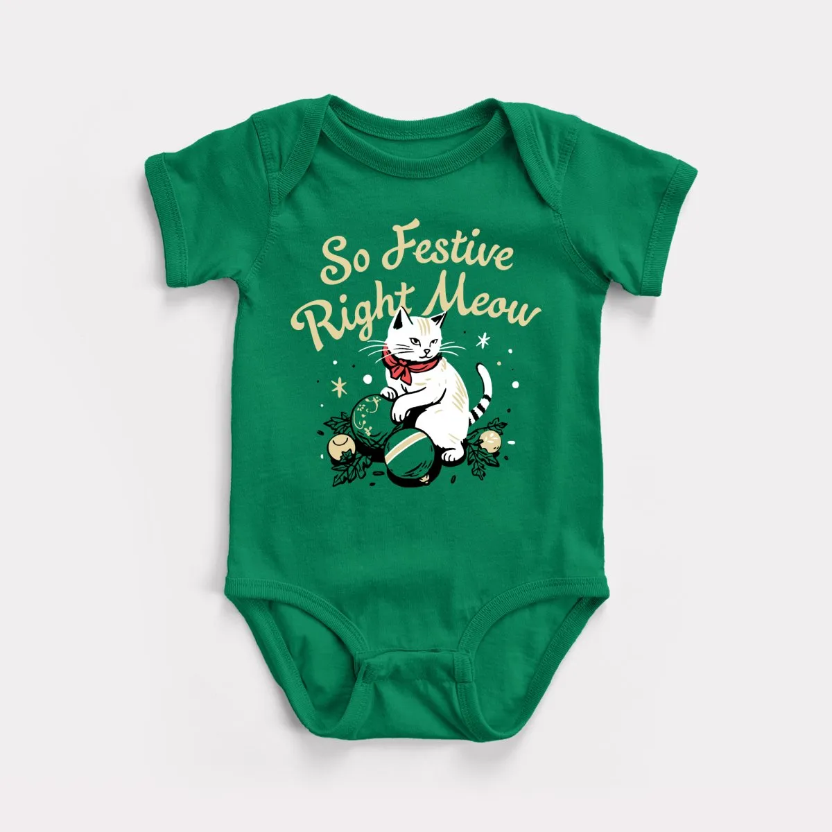 So Festive Right Meow Baby Bodysuit