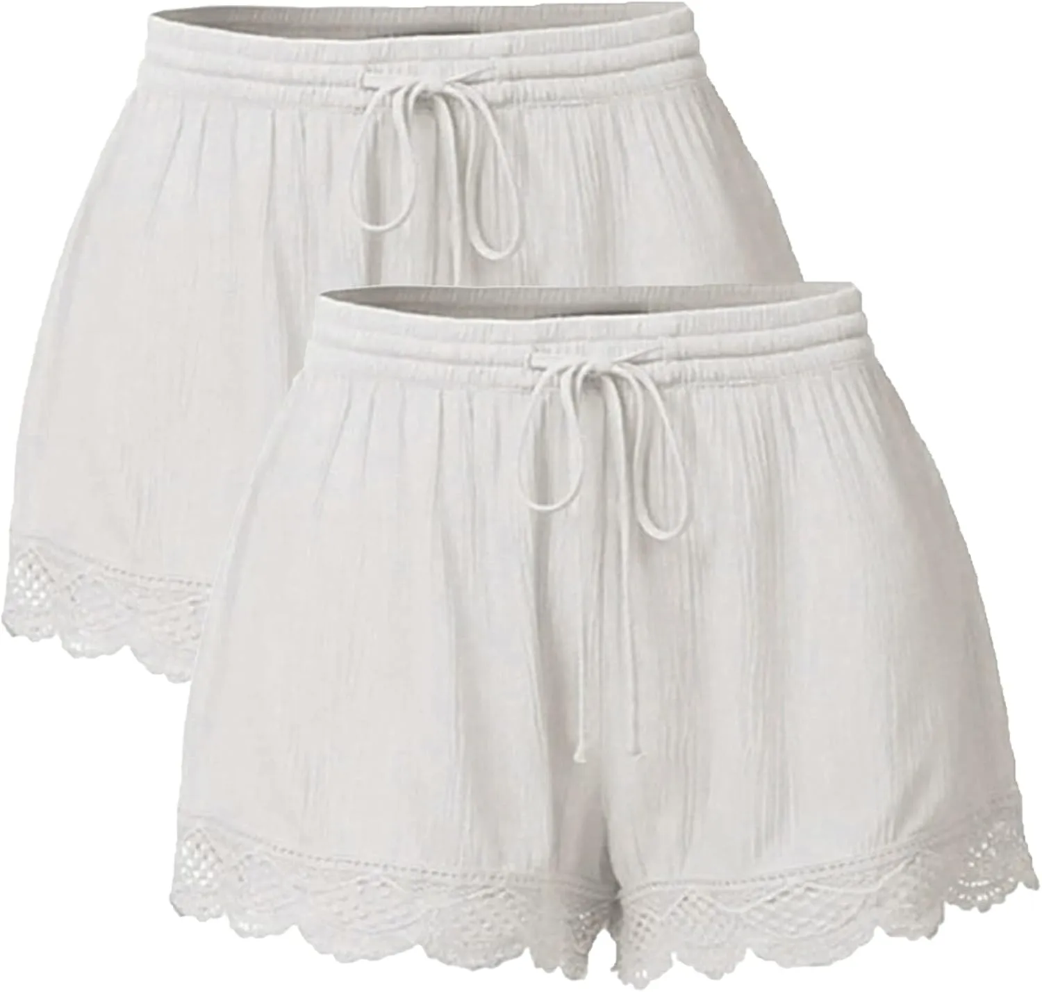 Summer Shorts for Women 2024 Elastic High Waist Shorts Lace Trim Casual Quick Dry Athletic Shorts Homewear Short Pants