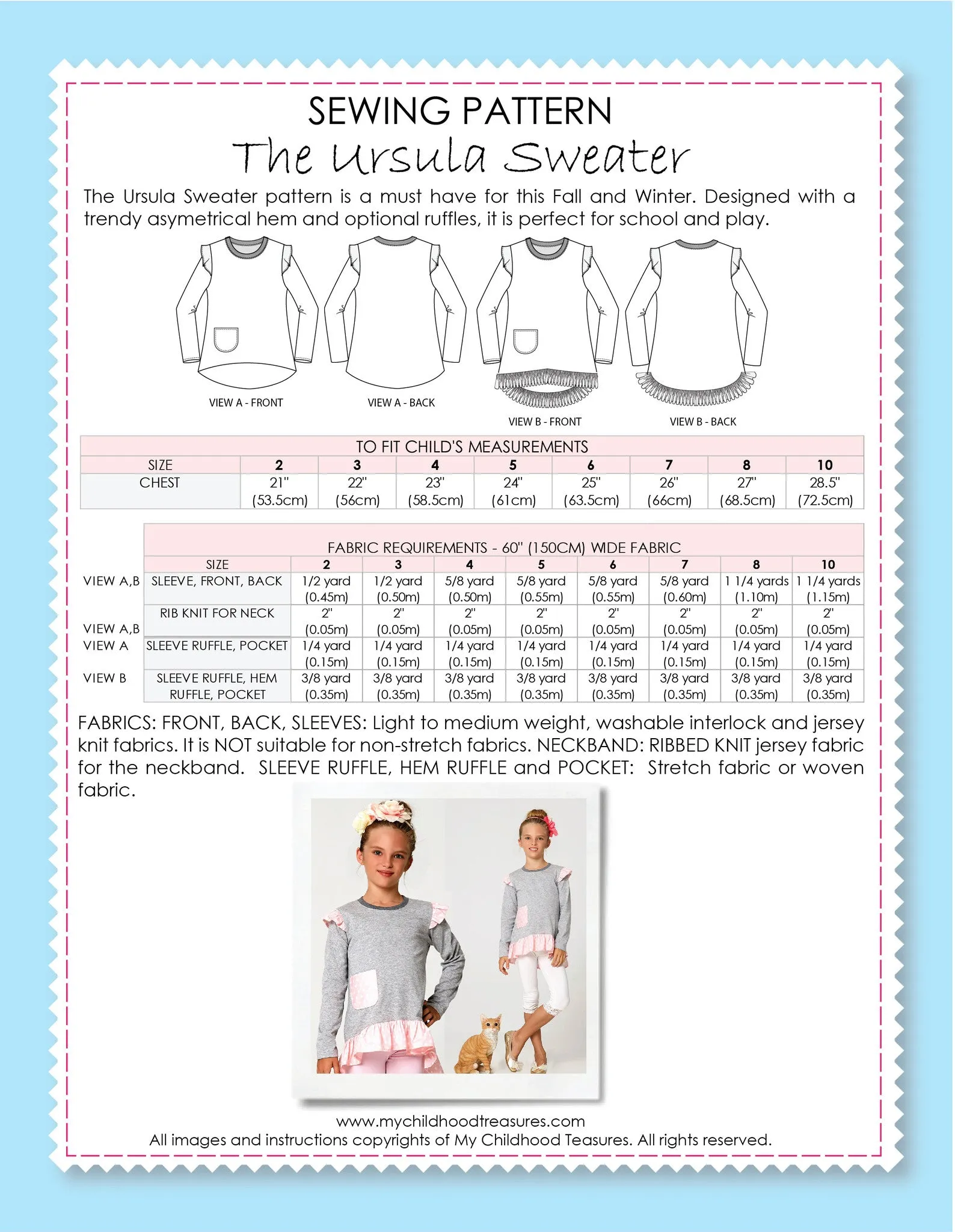 URSULA - Girls Sweater Sewing Pattern