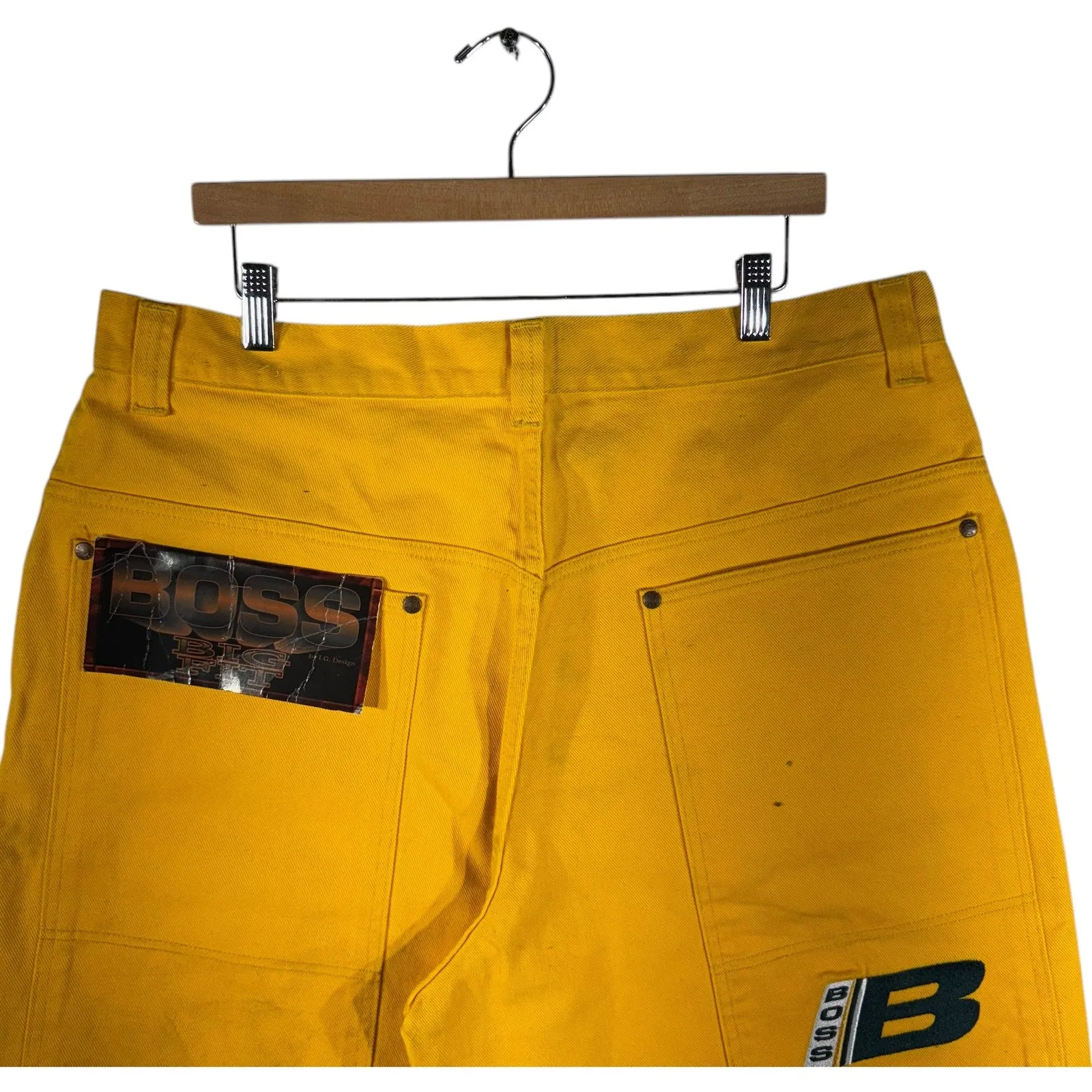 Vintage Boss "Big Fit" Chino Shorts 38x13 Yellow NWT