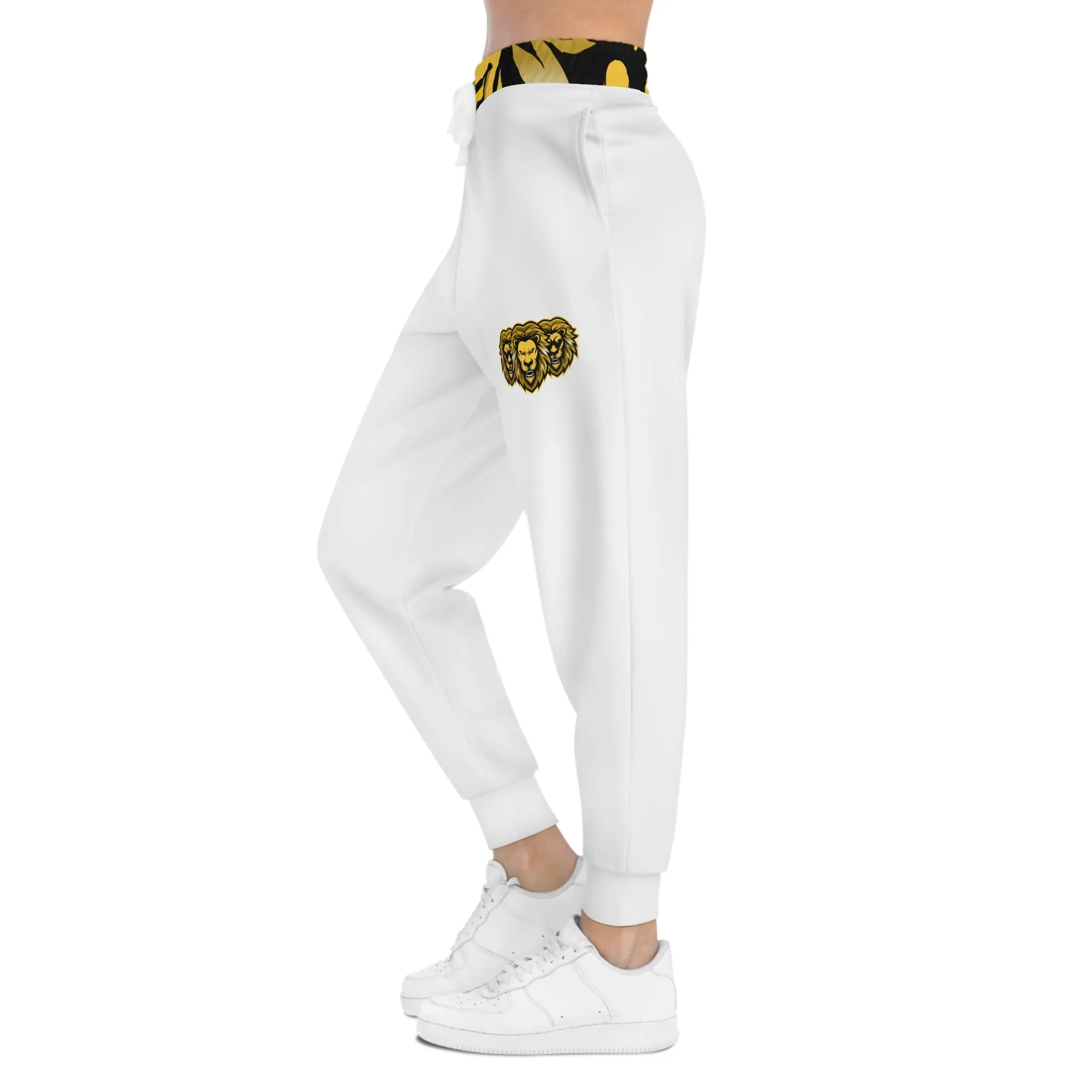 White "Sun Gold Lion" Athletic Joggers