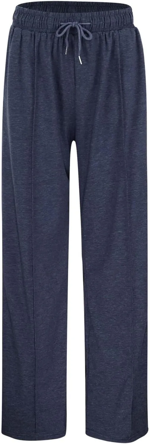 Women Wide Leg Sweatpant High Waist Cotton Baggy Casual Drawstring Waist Running Joggers Pants with Pockets