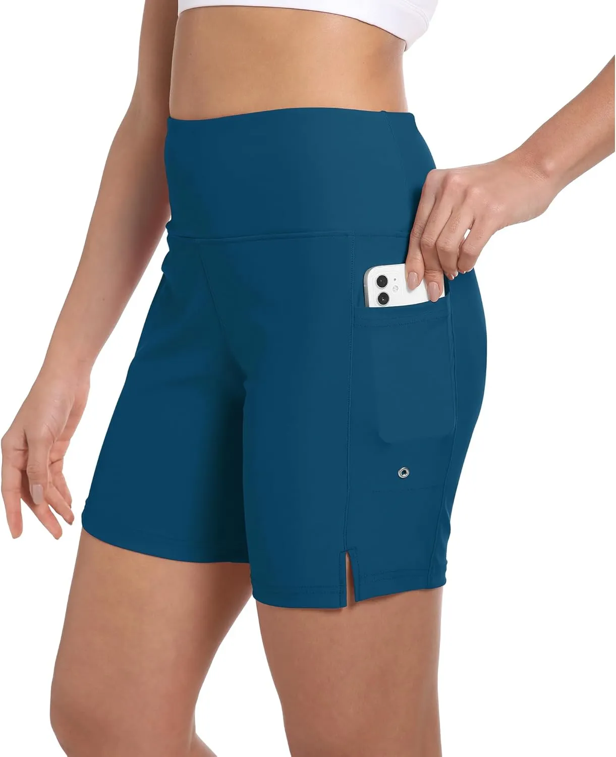 Women's 7" High Waisted Swim Board Shorts Quick Dry Beach Swimsuit Bottom Shorts for Women with Liner Pockets