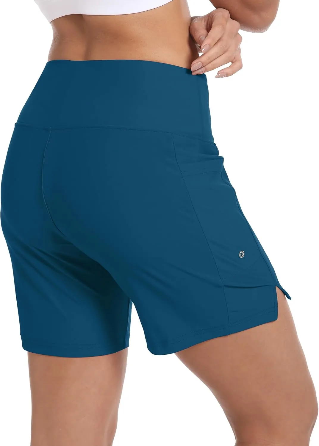 Women's 7" High Waisted Swim Board Shorts Quick Dry Beach Swimsuit Bottom Shorts for Women with Liner Pockets