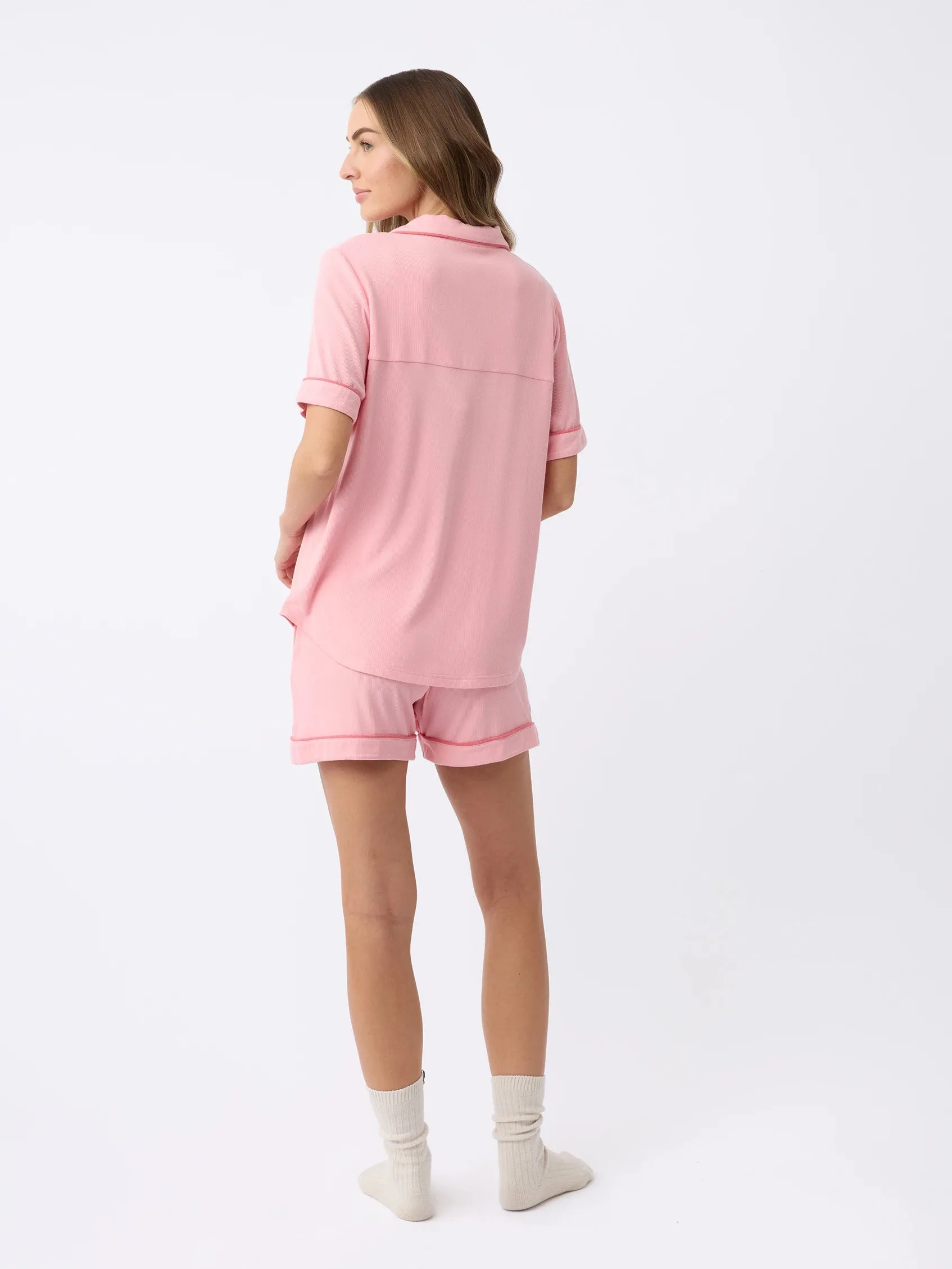 Women's Bamboo Rib-Knit Classic Short Sleeve Pajama Top