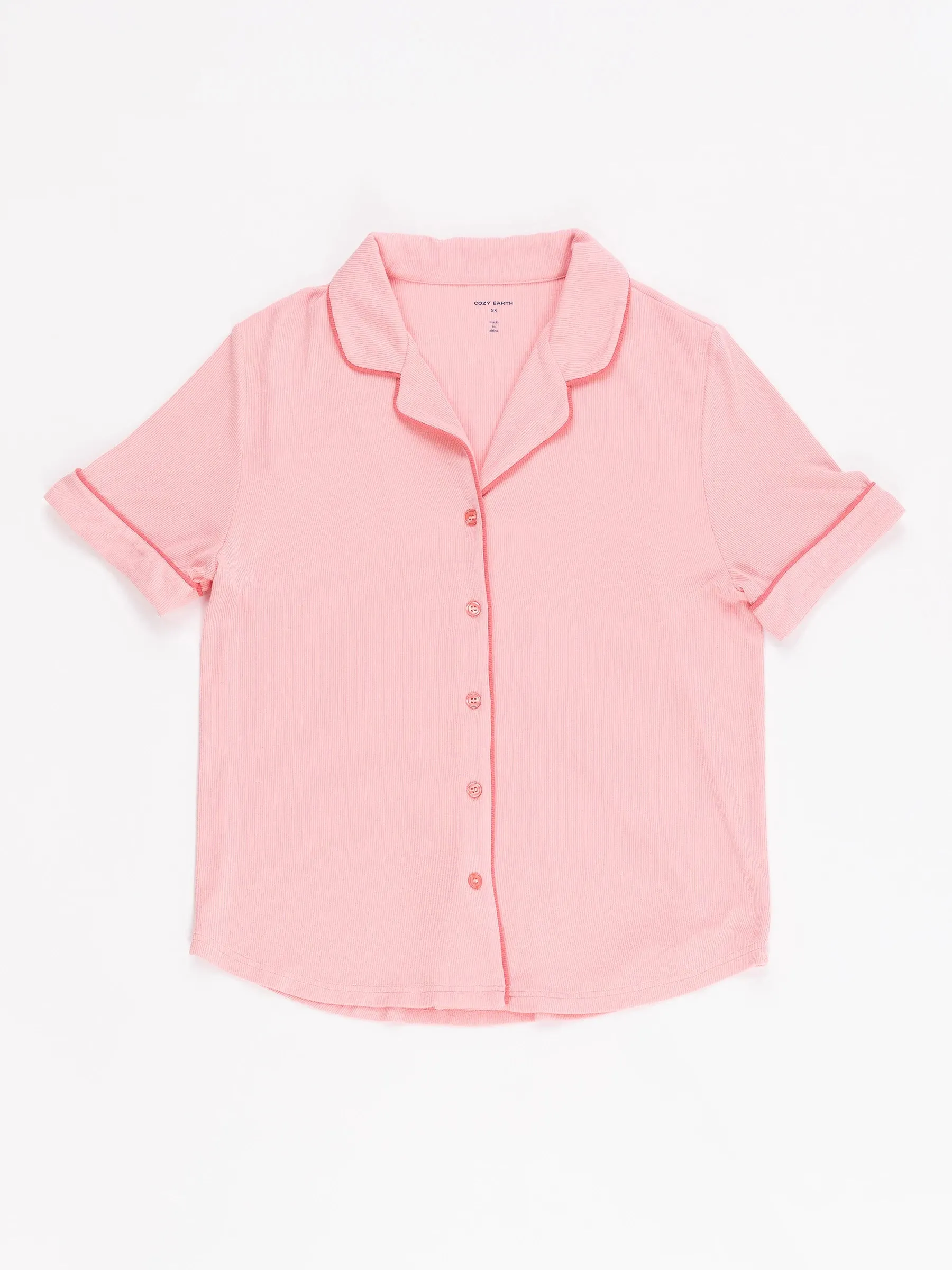 Women's Bamboo Rib-Knit Classic Short Sleeve Pajama Top