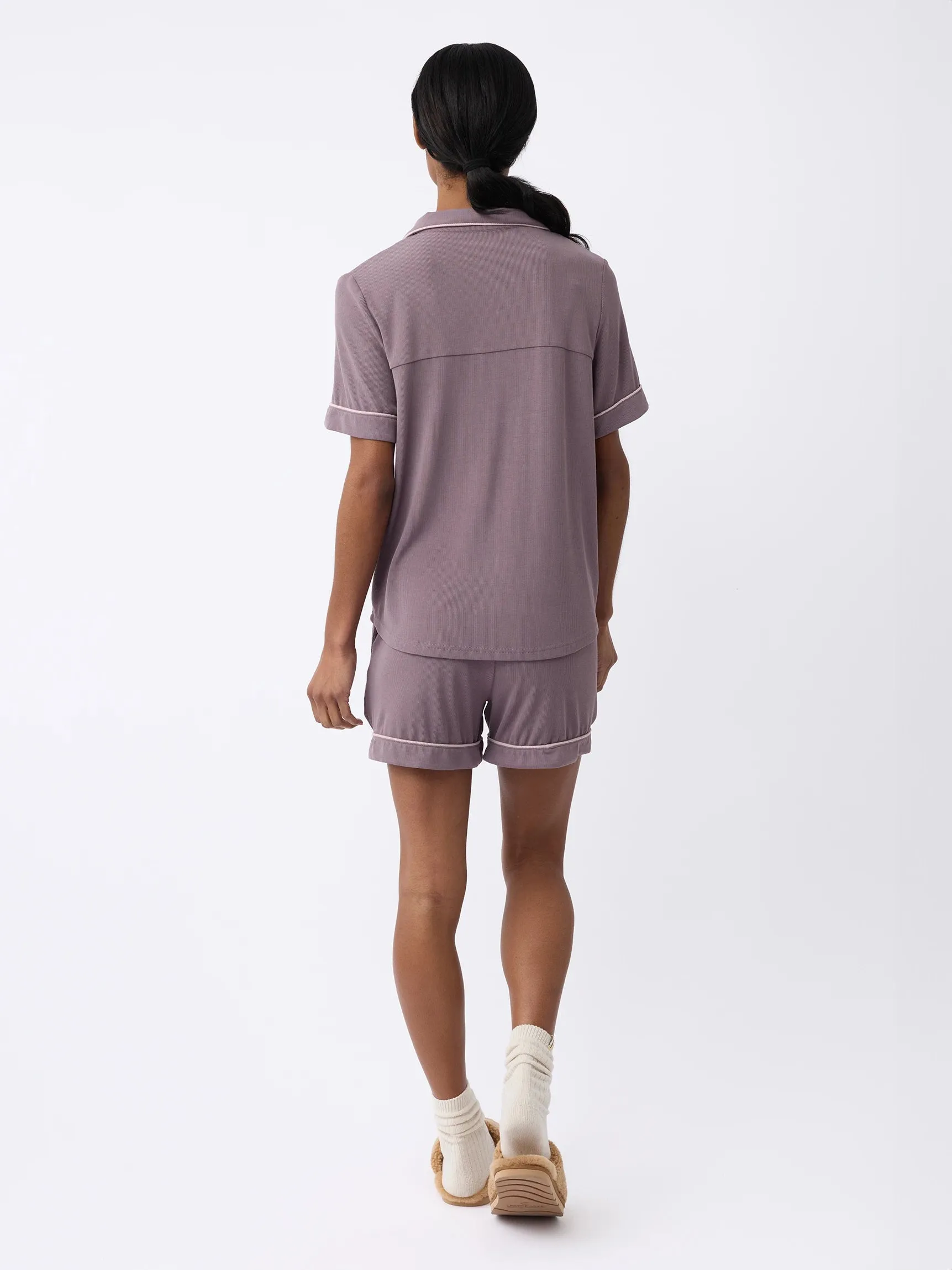Women's Bamboo Rib-Knit Classic Short Sleeve Pajama Top