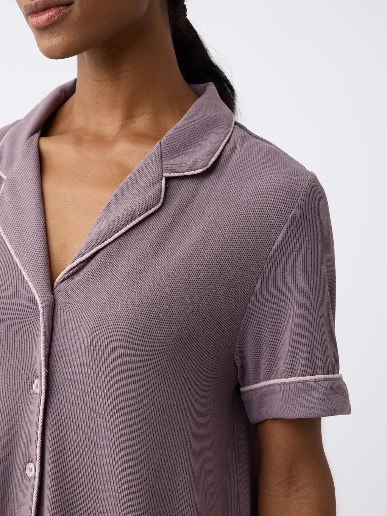 Women's Bamboo Rib-Knit Classic Short Sleeve Pajama Top
