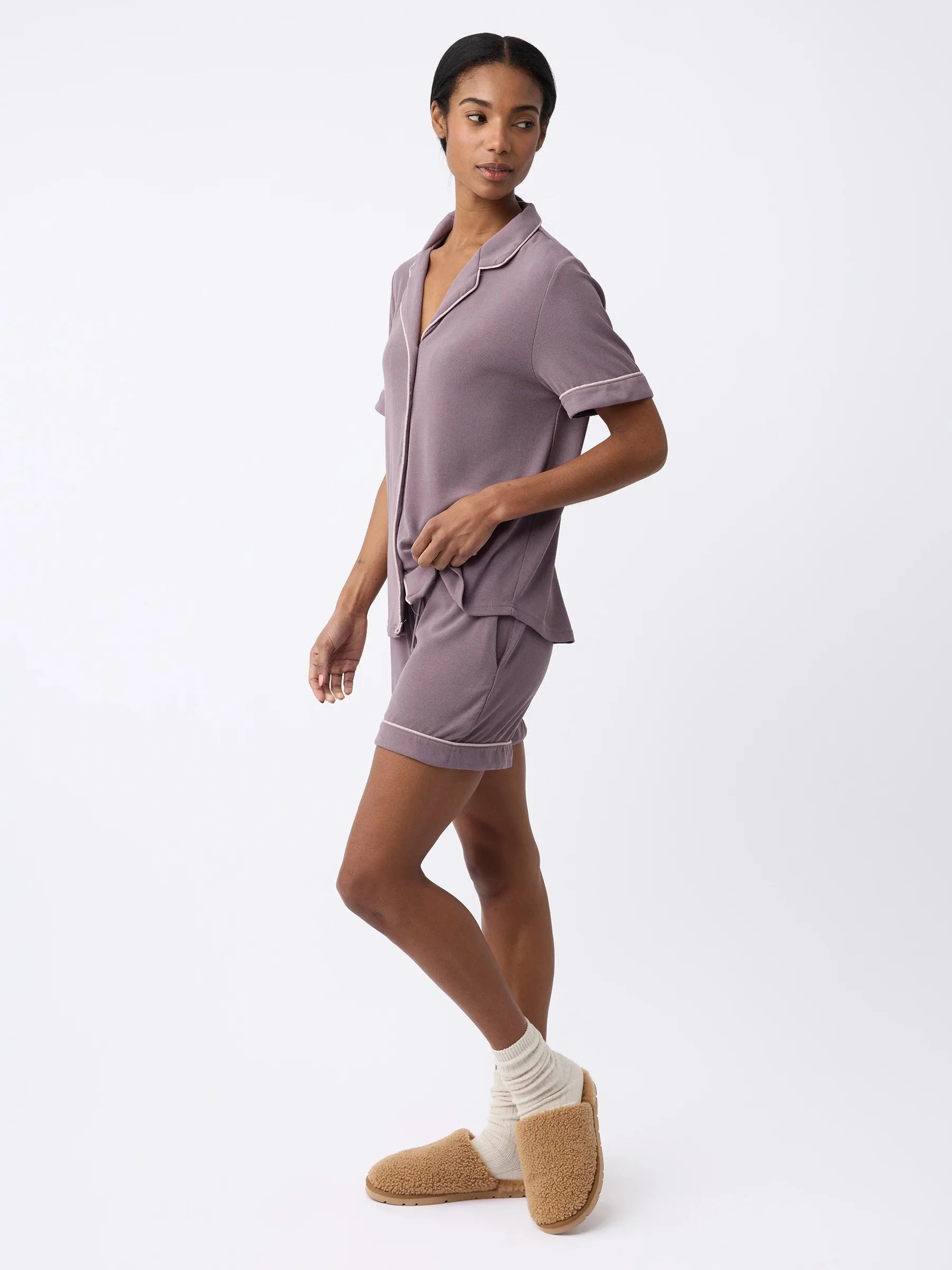 Women's Bamboo Rib-Knit Classic Short Sleeve Pajama Top