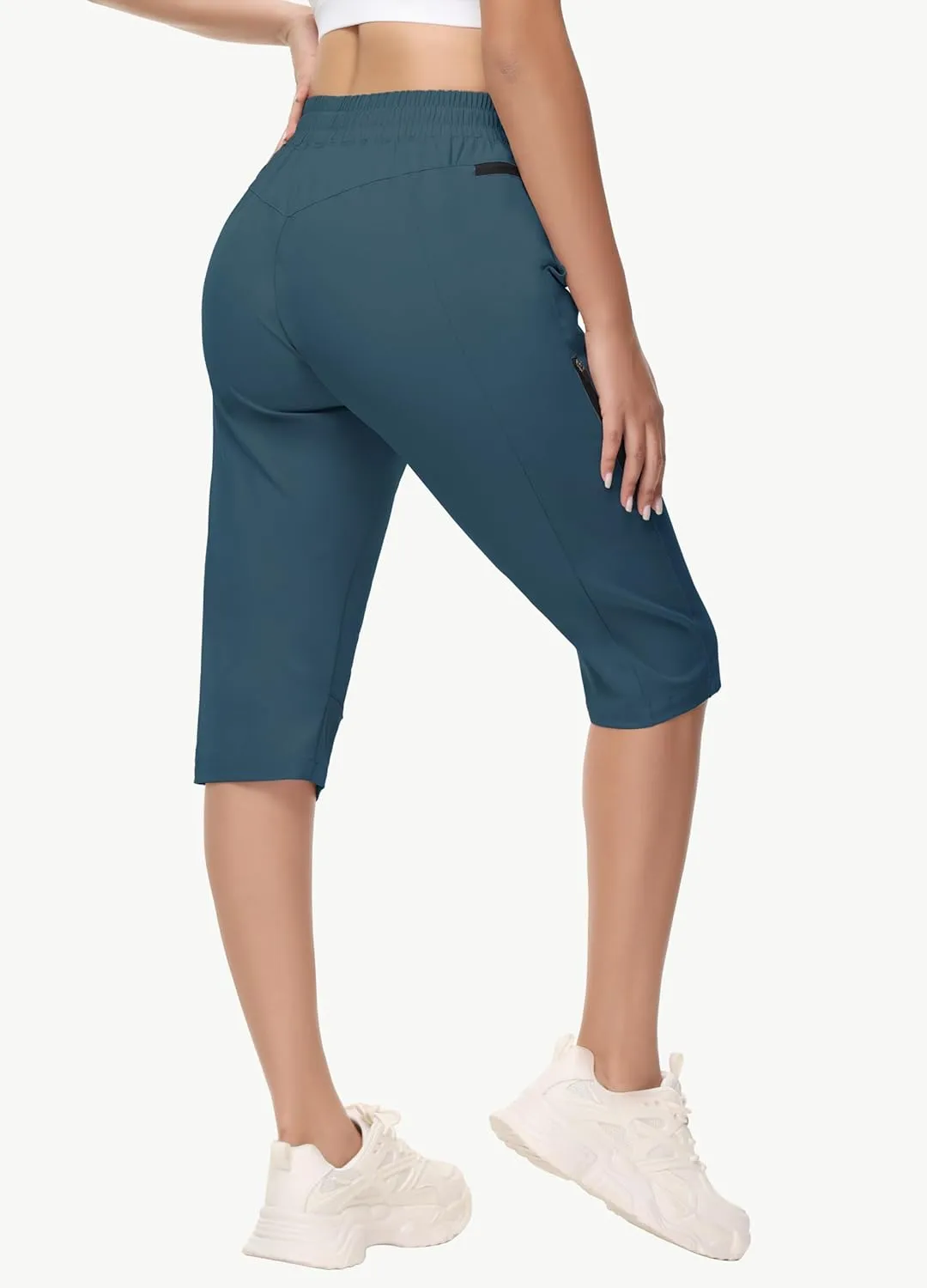 Women's Long Shorts 15" Below The Knee Capri Hiking Shorts Quick Dry Lightweight Outdoor Casual Crop Pants Cargo