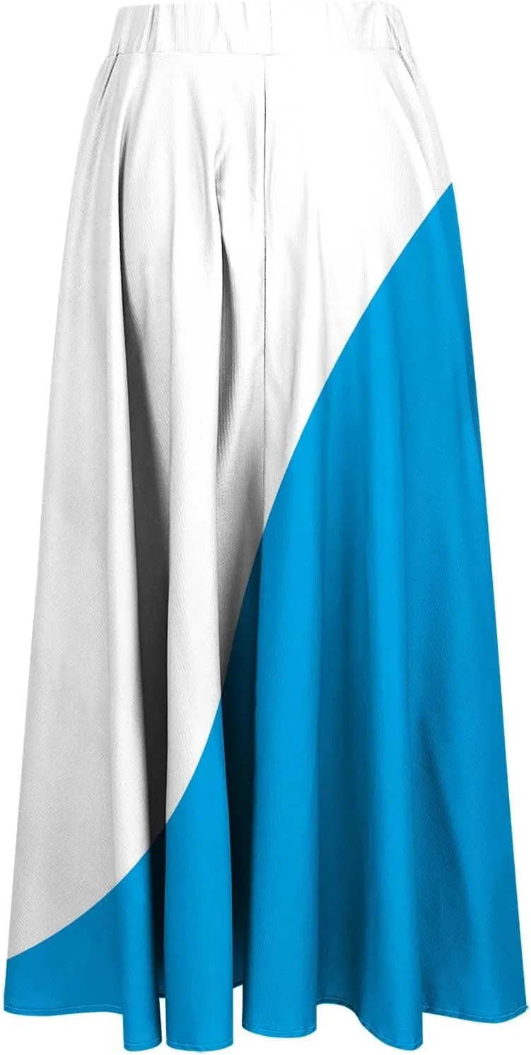 Womens Maxi Skirts Summer Elastic High Waist A Line Pleated Flowy Swing Skirt Casual Fashion Beach Vacation Skorts