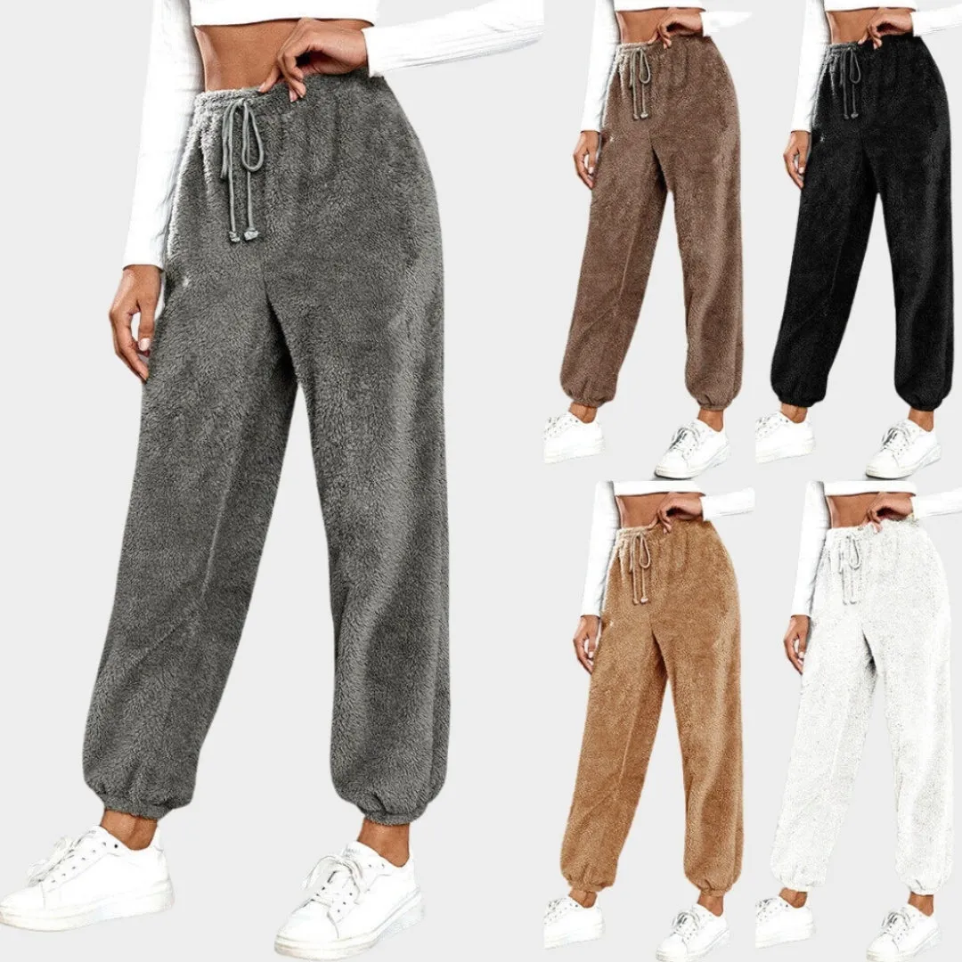 Womens Teddy Bear Fleece Sweatpants - Winter Warm Casual Jogging Pants, Coffee, Grey, and More
