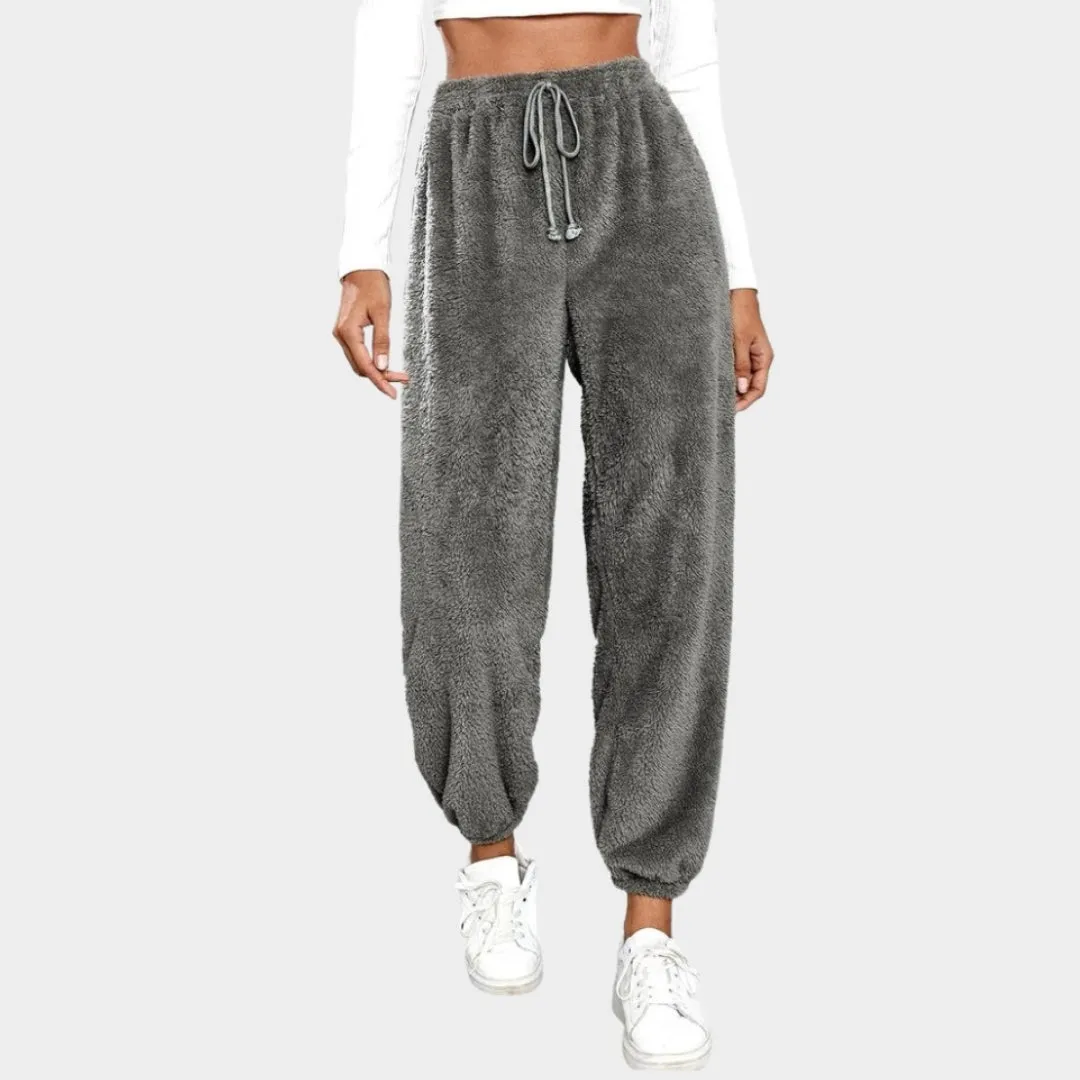 Womens Teddy Bear Fleece Sweatpants - Winter Warm Casual Jogging Pants, Coffee, Grey, and More