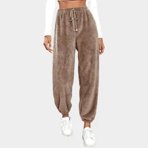 Womens Teddy Bear Fleece Sweatpants - Winter Warm Casual Jogging Pants, Coffee, Grey, and More